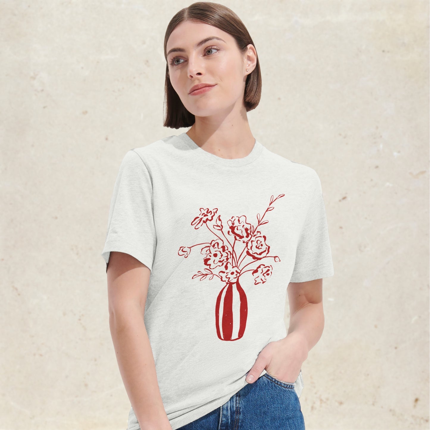 Stripped Vase of Flowers Unisex Comfortable Fit T-shirt
