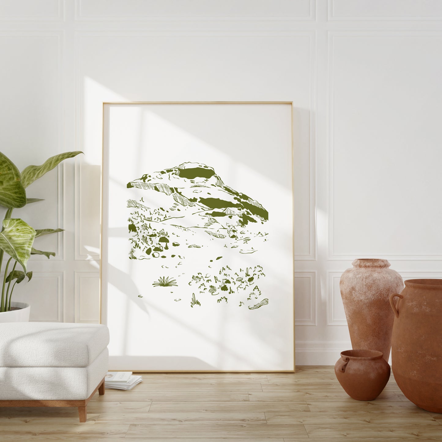 Arthur's Seat Giclée Fine Art Poster - Olive Green