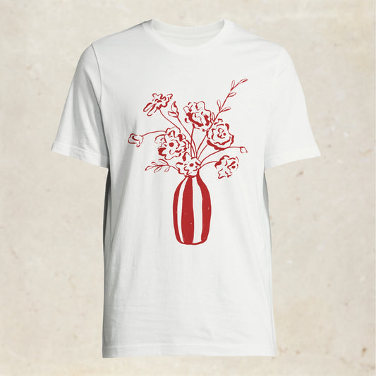 Stripped Vase of Flowers Unisex Comfortable Fit T-shirt