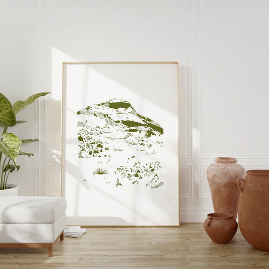 Arthur's Seat Giclée Fine Art Poster - Olive Green