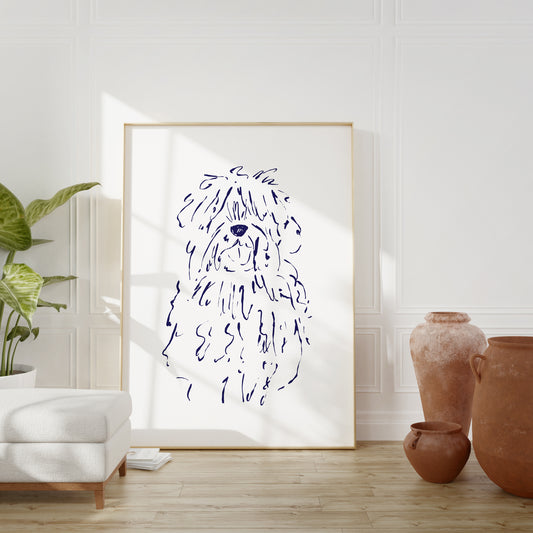 "Gorbie" Sheepdog Giclée Fine Art Print - Prussian Blue