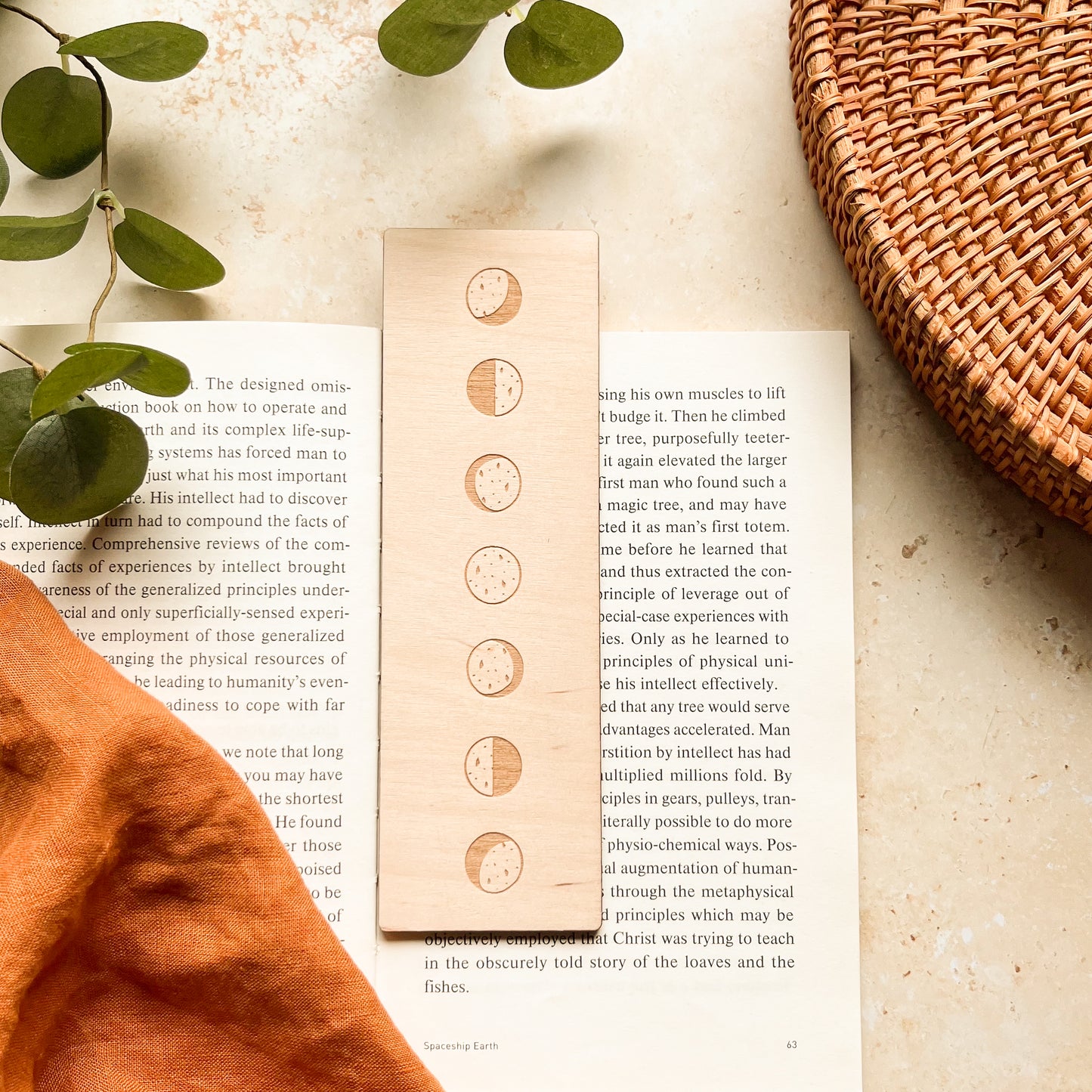 Moon Phases Wooden Bookmark