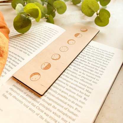 Moon Phases Wooden Bookmark