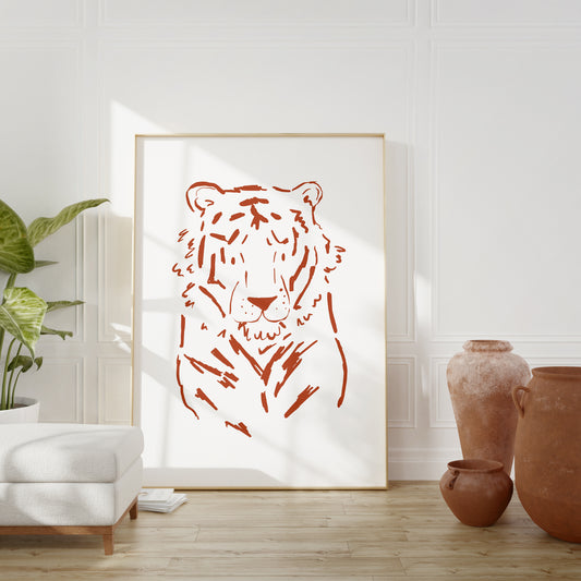 Tiger Giclée Fine Art Poster - Terracotta