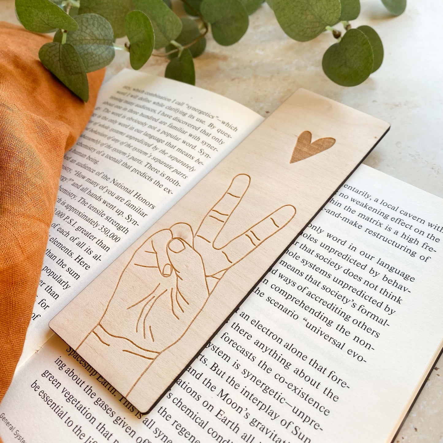 Peace + Love Wooden Bookmark
