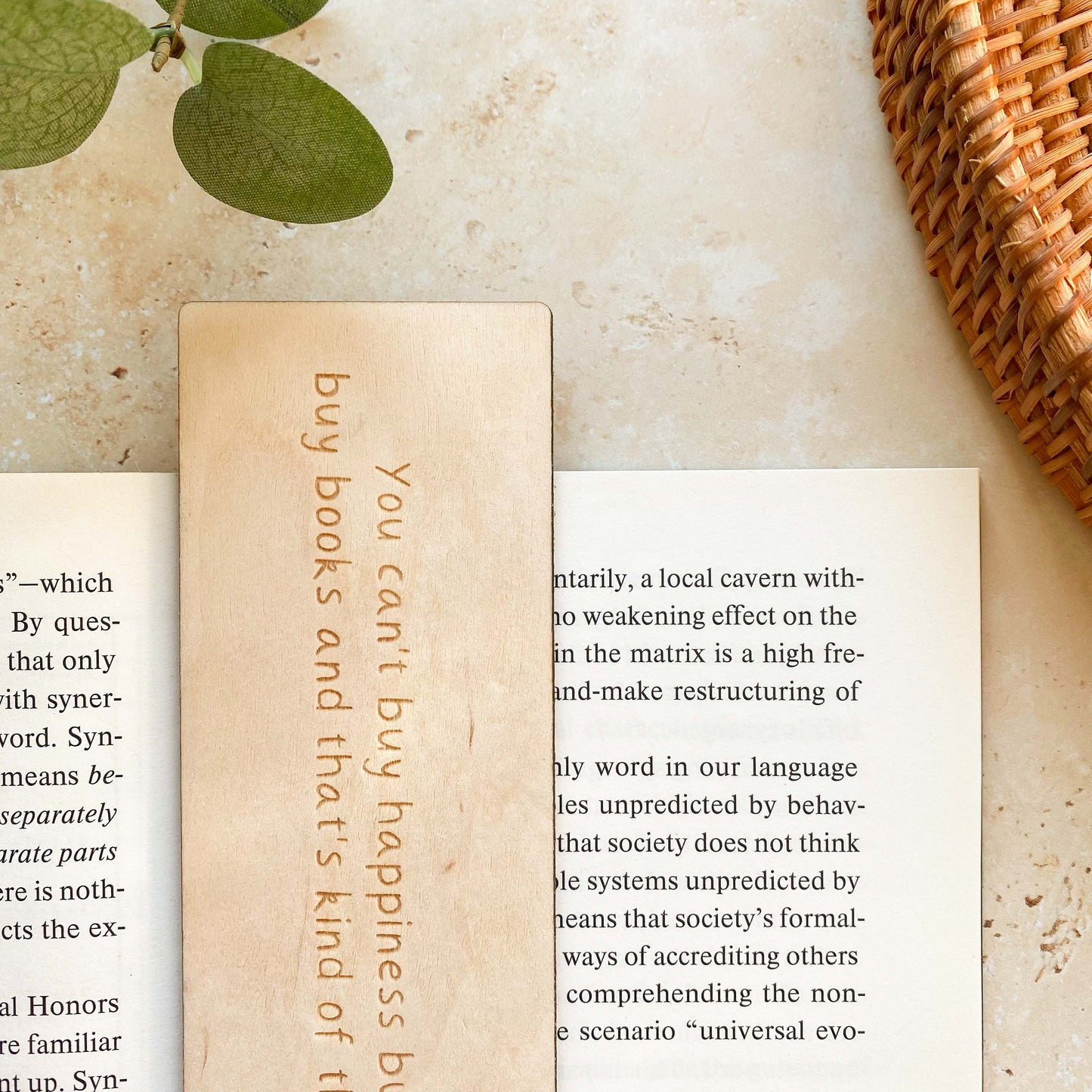 You can't buy happiness Wooden Bookmark