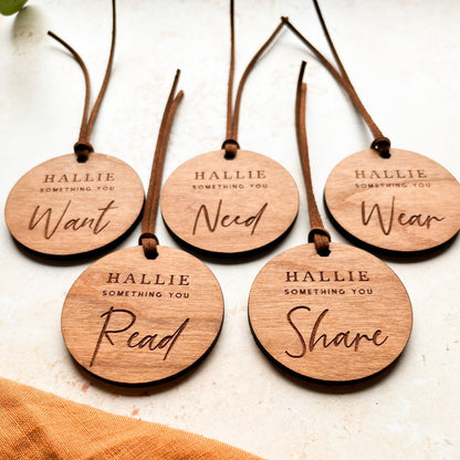 Round Personalised Wooden Something You Want Gift Tags