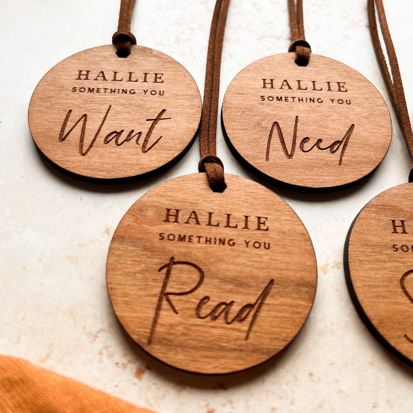 Round Personalised Wooden Something You Want Gift Tags