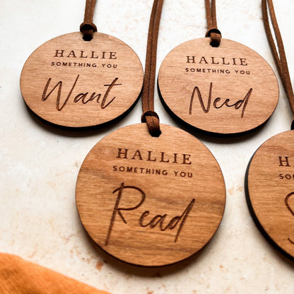 Round Personalised Wooden Something You Want Gift Tags