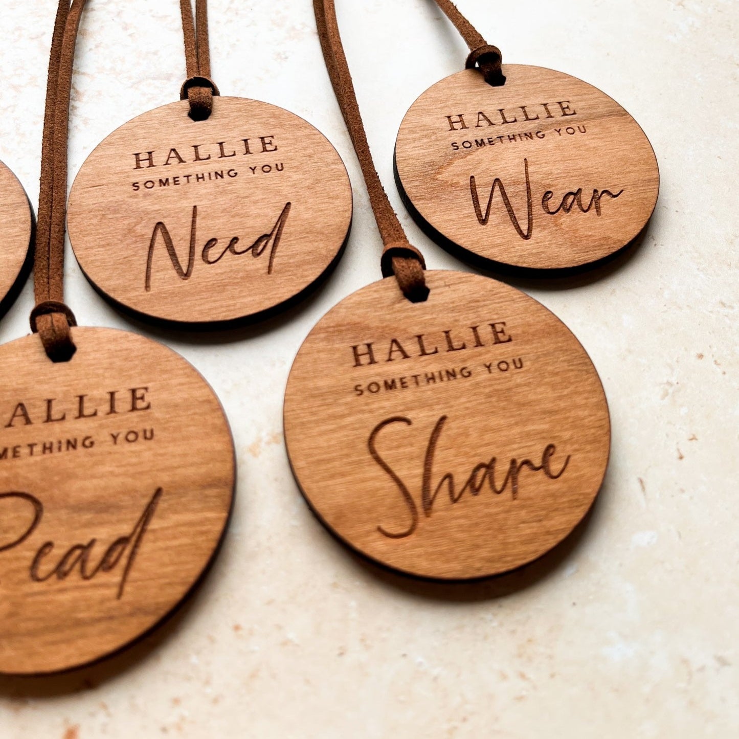 Round Personalised Wooden Something You Want Gift Tags