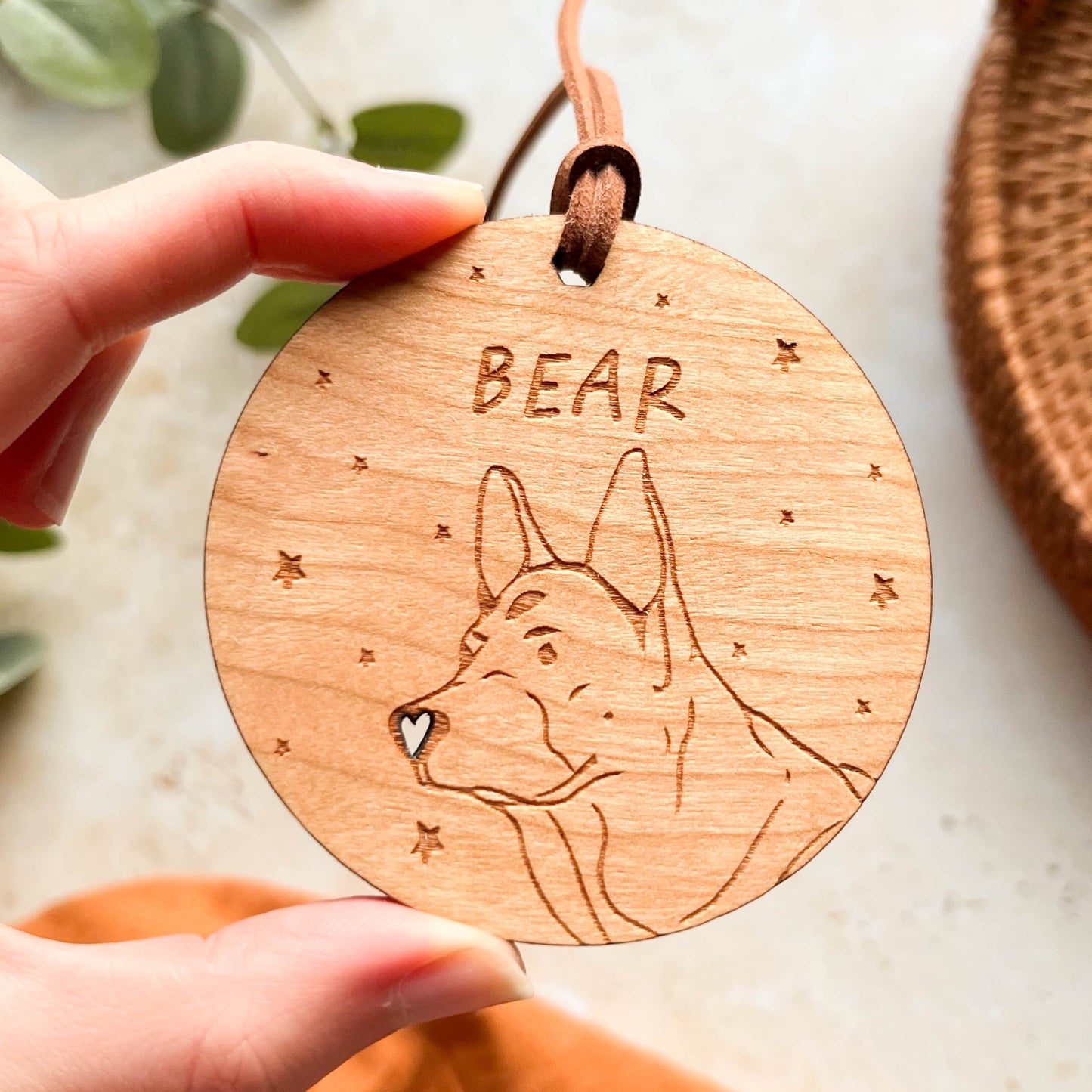 German Shepherd Wooden Christmas Bauble