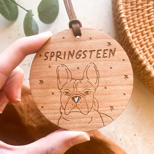 French Bulldog Wooden Christmas Bauble