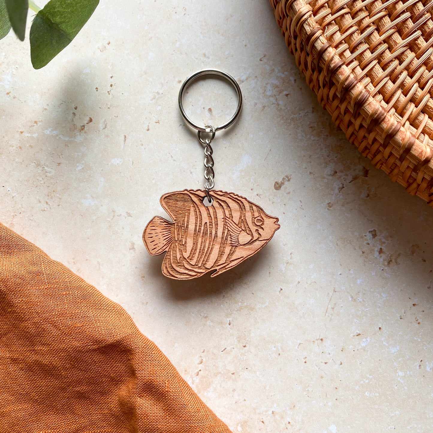 Royal Angel Fish Wooden Keyring