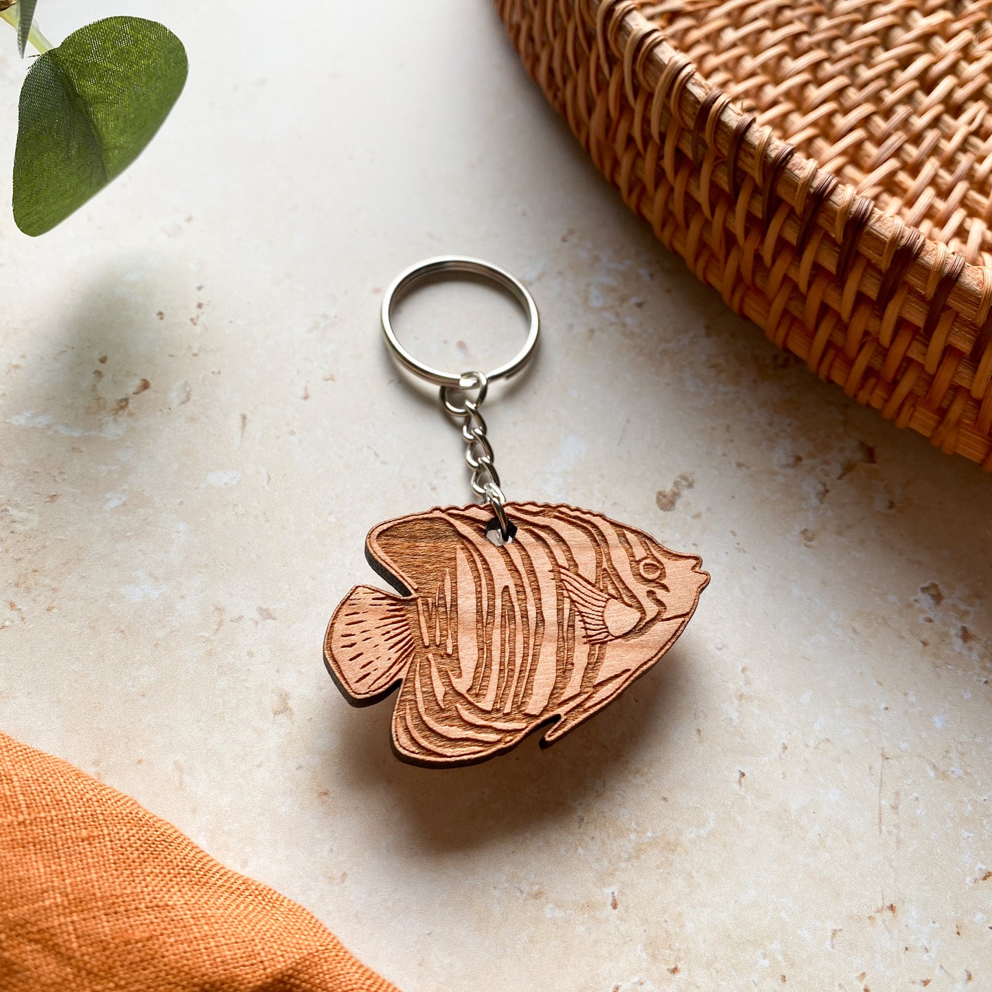 Royal Angel Fish Wooden Keyring