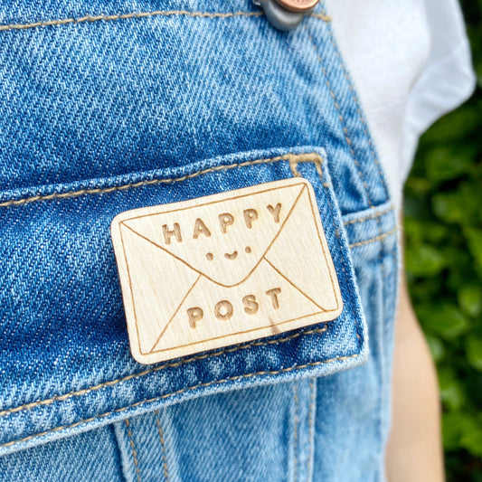 Happy Post Wooden Pin
