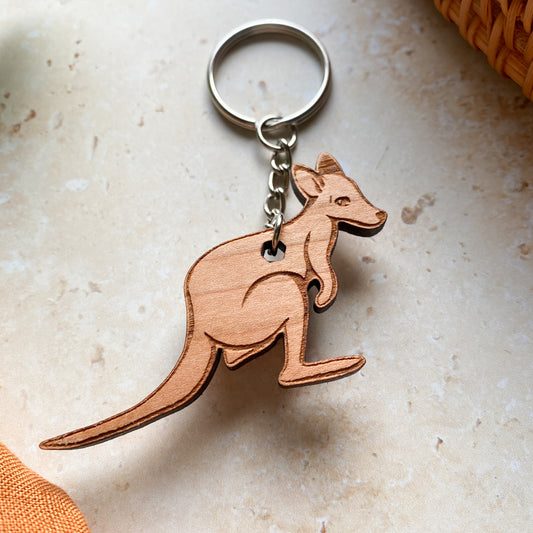 Kangaroo Wooden Keyring