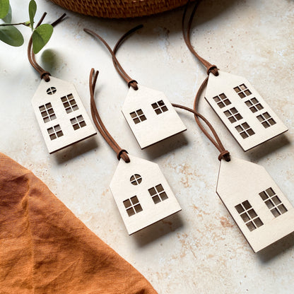 Scandi Town House Wooden Christmas Bauble Set