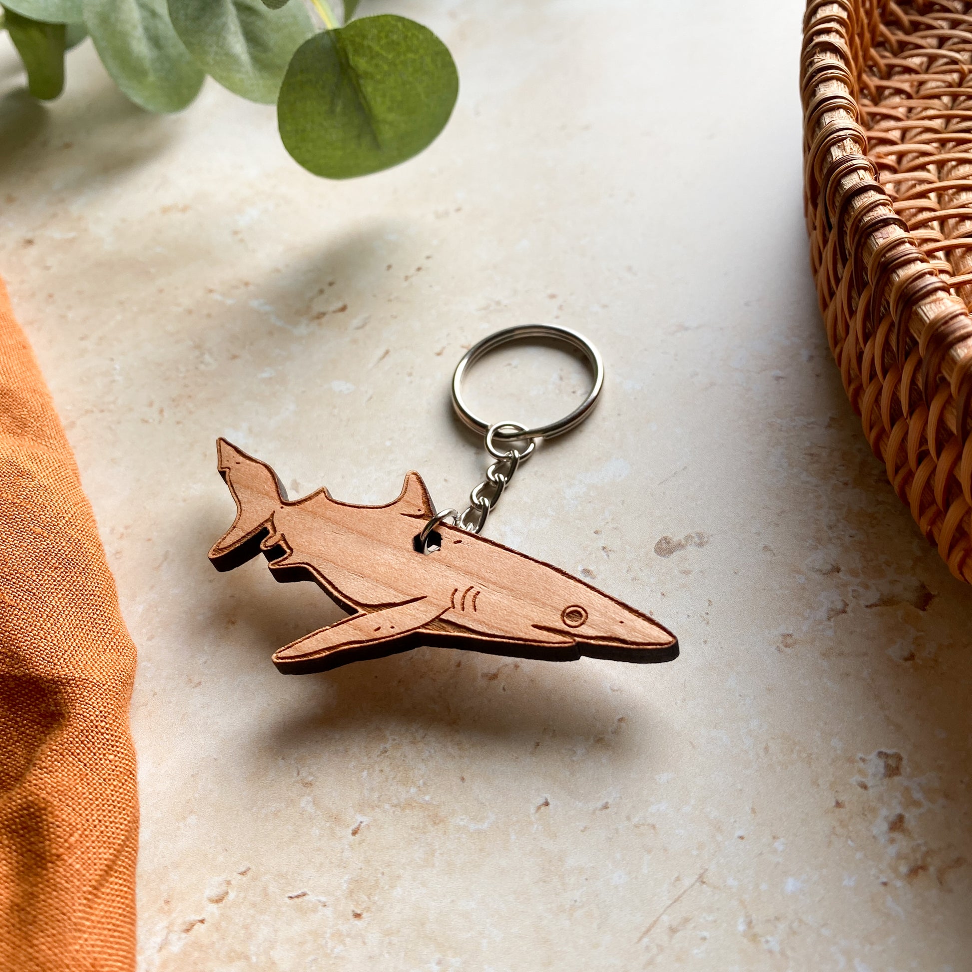 Shark Wooden Keyring – Alfalfa Designs