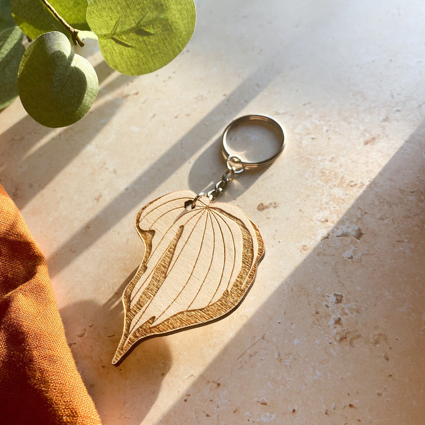 Hosta Plant Wooden Keyring