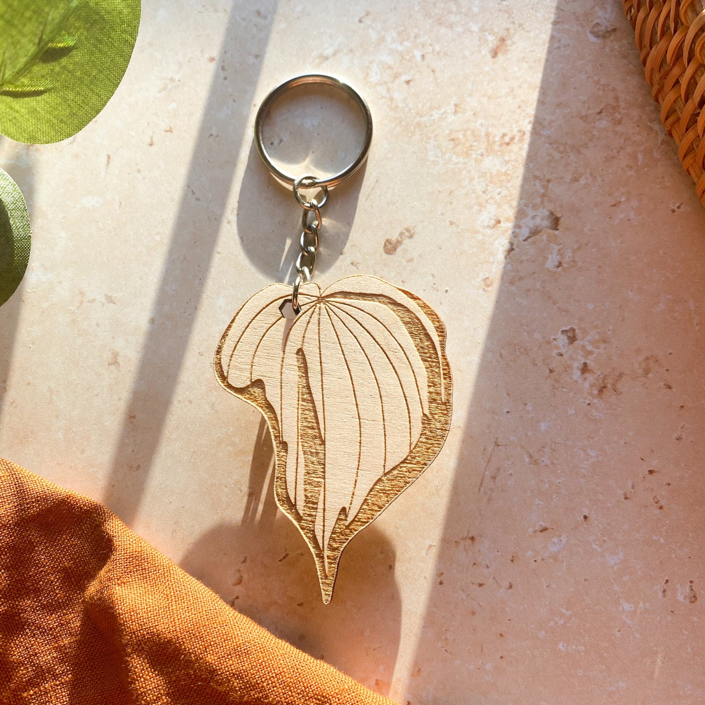 Hosta Plant Wooden Keyring