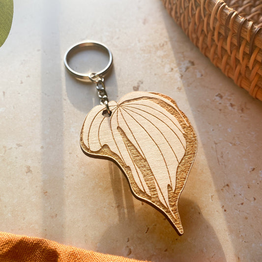 Hosta Plant Wooden Keyring