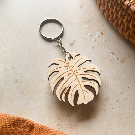 Monstera Deliciosa Wooden Keyring